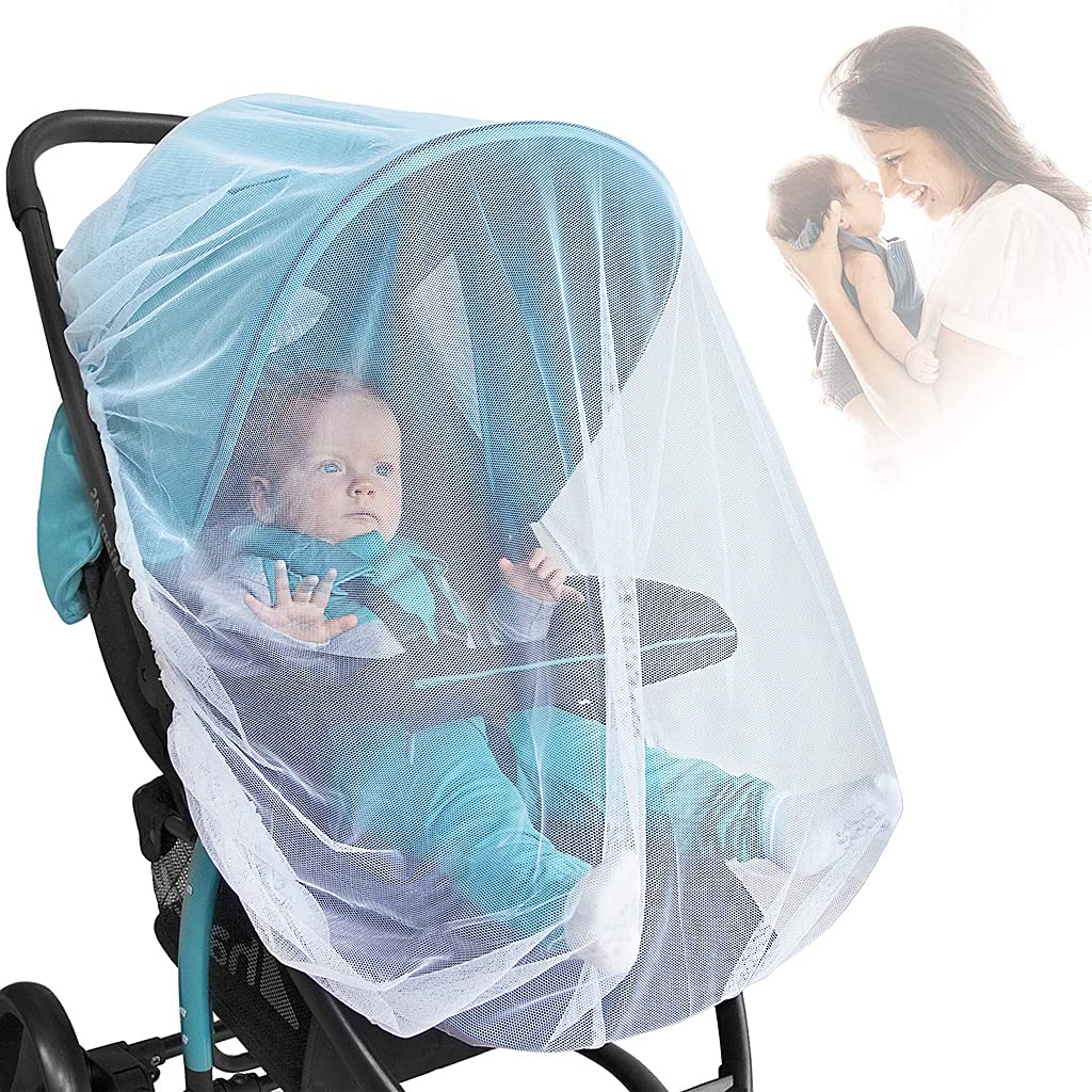 SNOWIE SOFT® Phenovo Mosquito Nett For Babies Carriage Stroller Pram, Mosquito Net Plus Size For Baby 0 To 3 Year (White)
