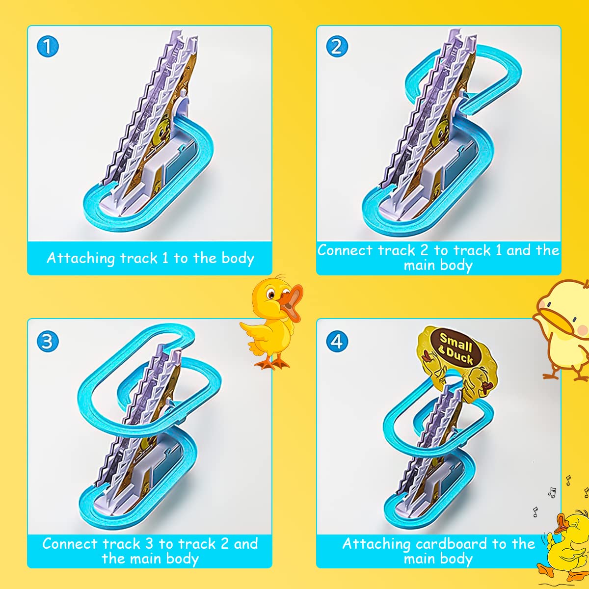 PATPAT Electric Duck Toys for Kids with 9 Ducks and Automatic Stair-Climbing Lights | Fun Musical Gift