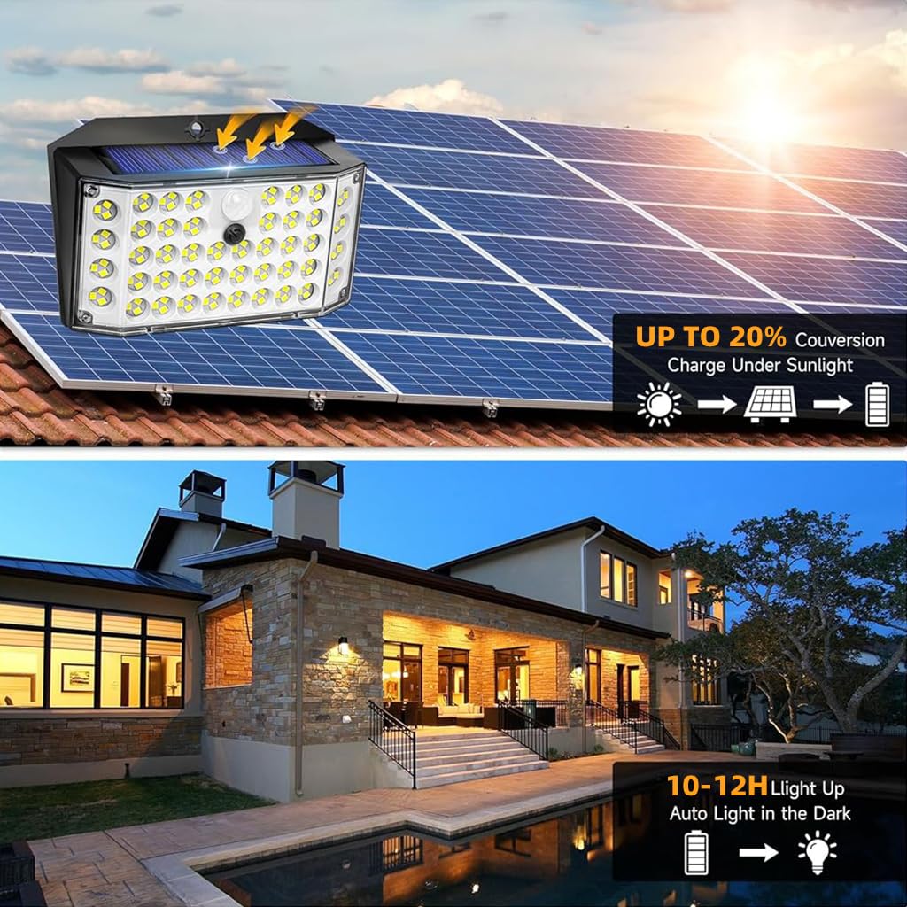 ELEPHANTBOAT LED Solar Light for Outdoor Pathway with 132 LEDs and PIR Motion Sensor | IP65 Waterproof 270° Wide-Angle Illumination
