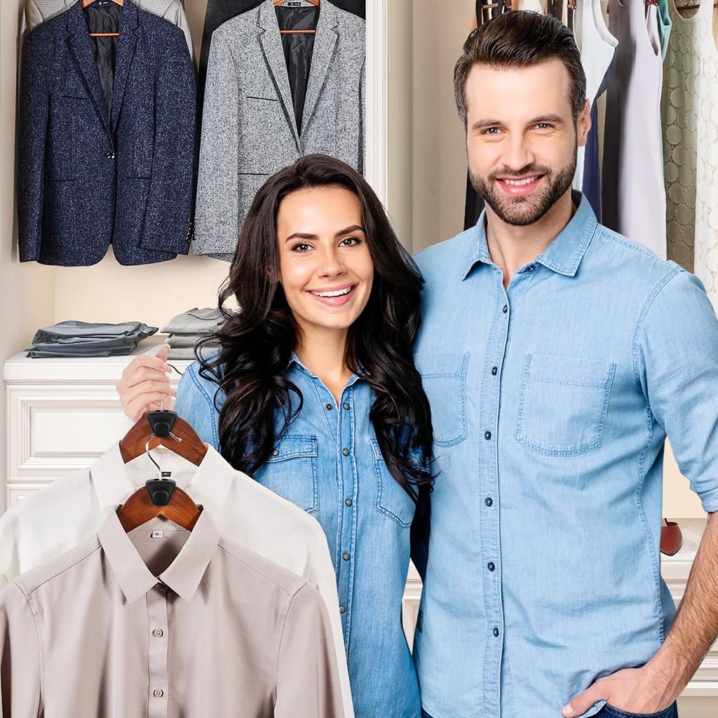 HASTHIP Wardrobe Hanger Connectors for Space Saving Closet Organization 20 pcs | Black Plastic Hooks