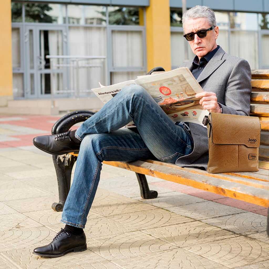 GUSTAVE Sling Bag for Men with Adjustable Strap and 24x5x27cm Capacity | PU Leather Brown