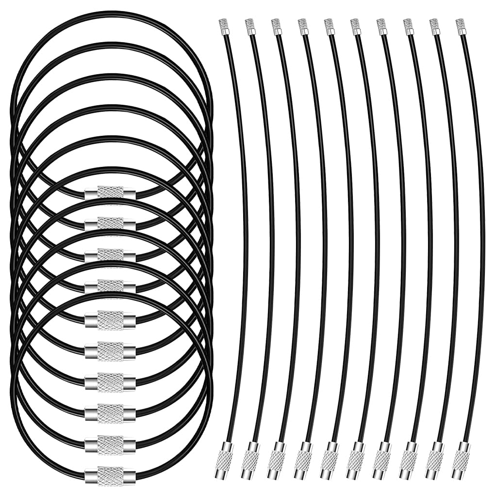 STHIRA Wire Key Loops for Baggage Tags and Keys featuring Twist Lock | 20pcs 15 inch Stainless Steel PVC Coated
