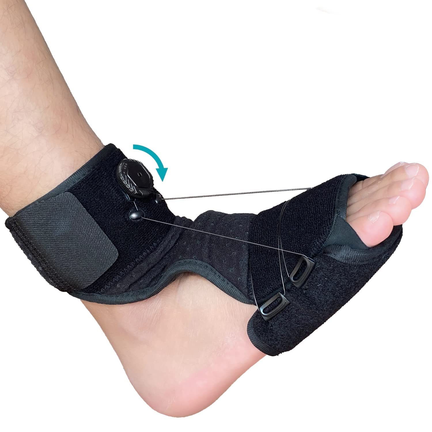 HANNEA Plantar Fasciitis Night Splint for Heel Pain Relief with 30°–100° Adjustable Knob System