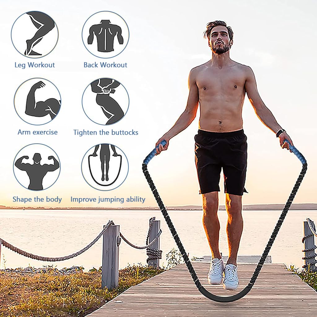 Optifit Weighted Jump Rope for Full Body Workouts with EVA Foam Handles and 2.8m Rope | Ideal for Strength and Cardio Training