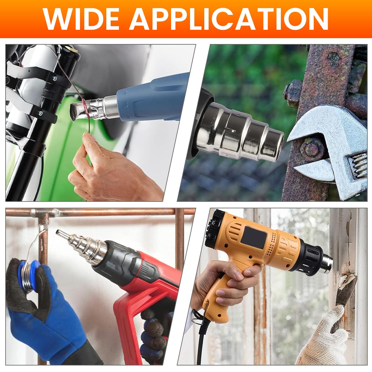 Serplex Heat Gun Nozzle Set 8Pcs for Soldering and Shrinking with Stainless Steel Build | Universal Fit Attachments