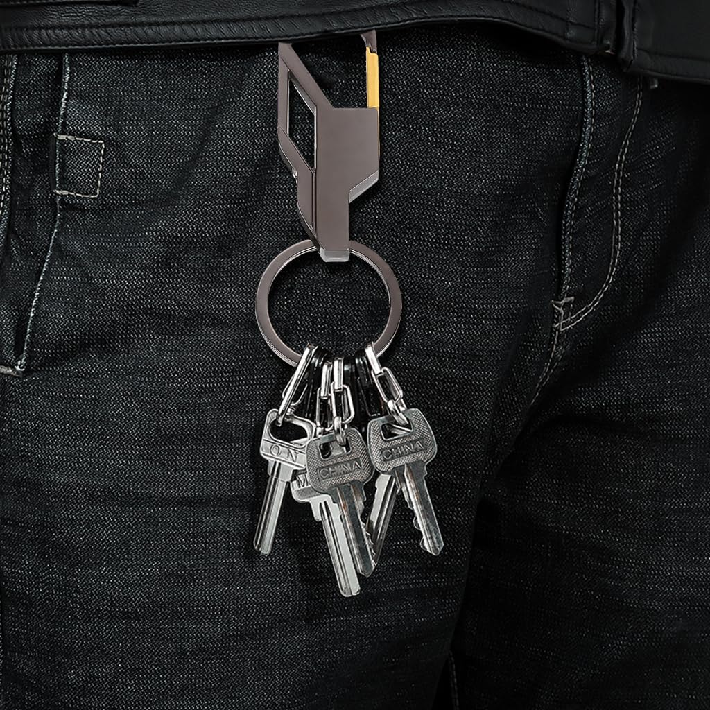 Zibuyu Key Chain for Car Bike and Home with Quick Release Buckle and Folding Cutter | Zinc Alloy 2Pcs Set