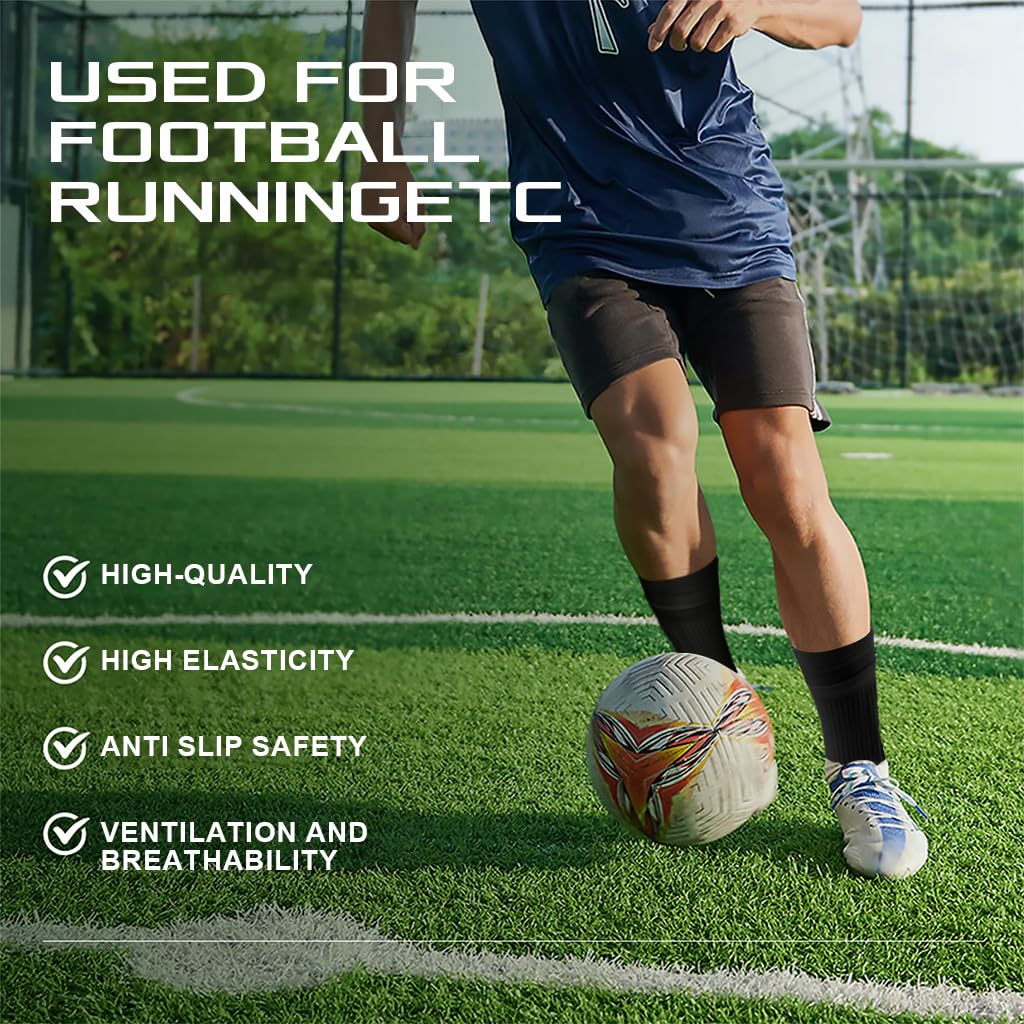 PROBEROS Football Socks for Soccer and Running featuring Rubber Anti Slip Grip and Compression Support