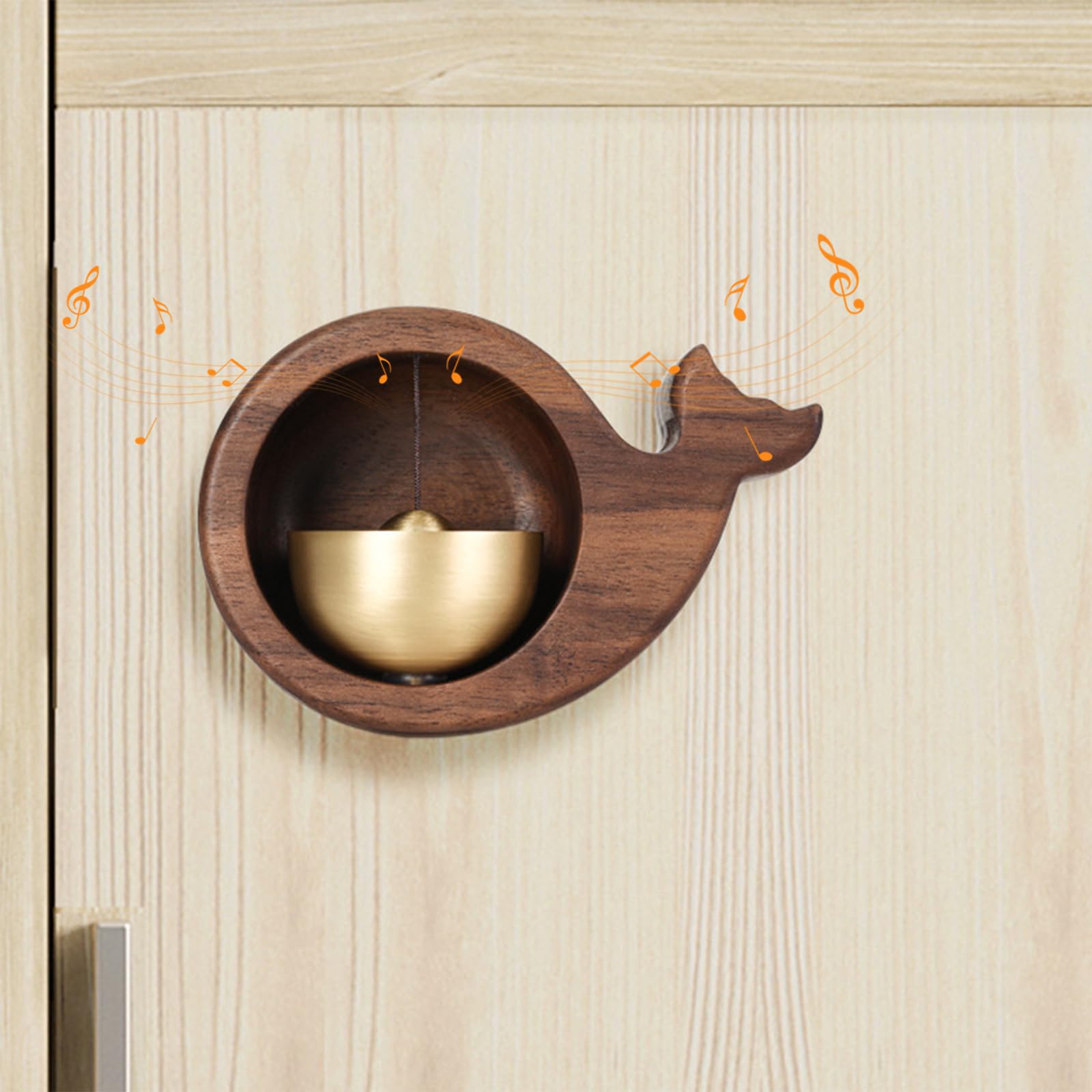 HASTHIP® Wooden Shopkeepers Bell for Door Opening, Decorative Hanging Doorbell for Business Store When Entering, Antique Door Bell Chime for Home Refrigerator, Porch, Creative Crafts Gift (Whale)