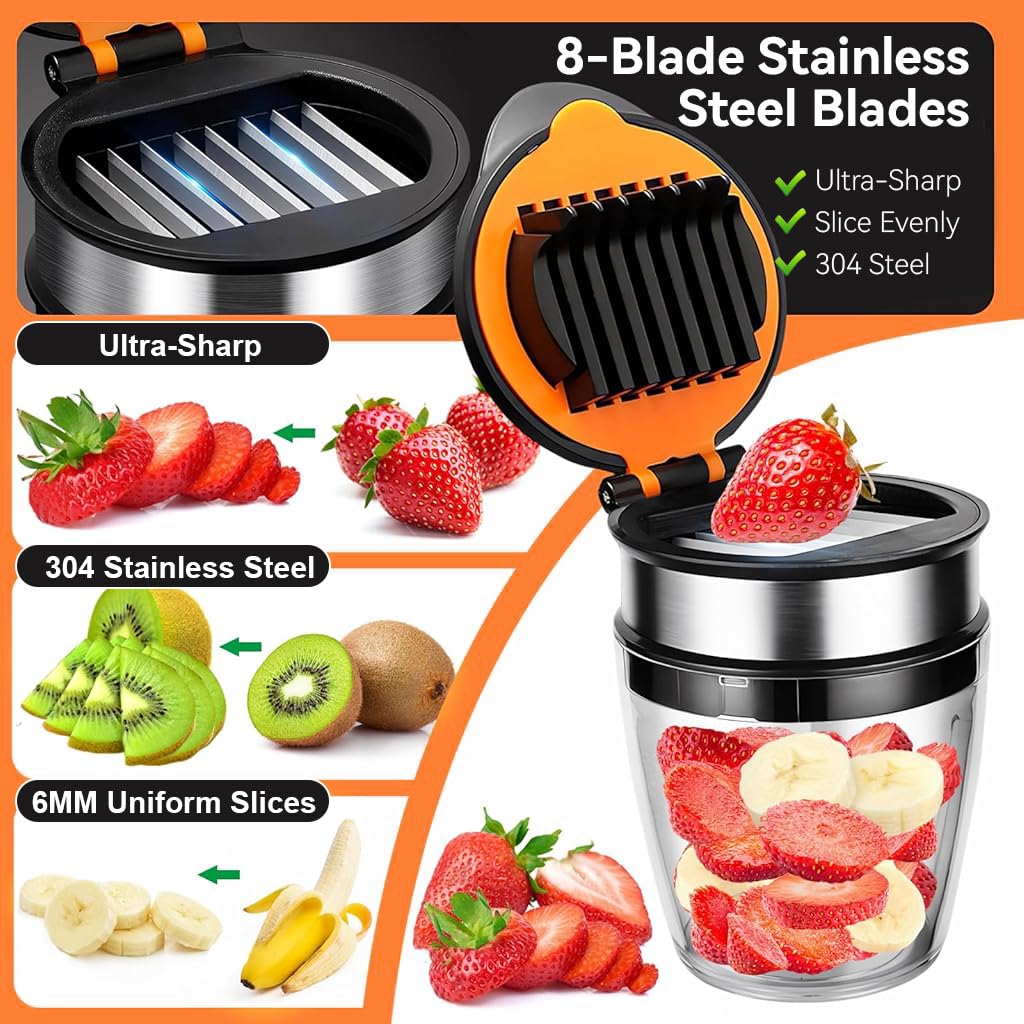 Supvox® Fruit Slicer, Strawberry Slicer, Banana Slicer, Kiwi Cutter, Multipurpose 304 Stainless Steel Blade, Heavy Duty Egg Slicer for Soft Fruit, Quickly Making Fruit Vegetable Salad