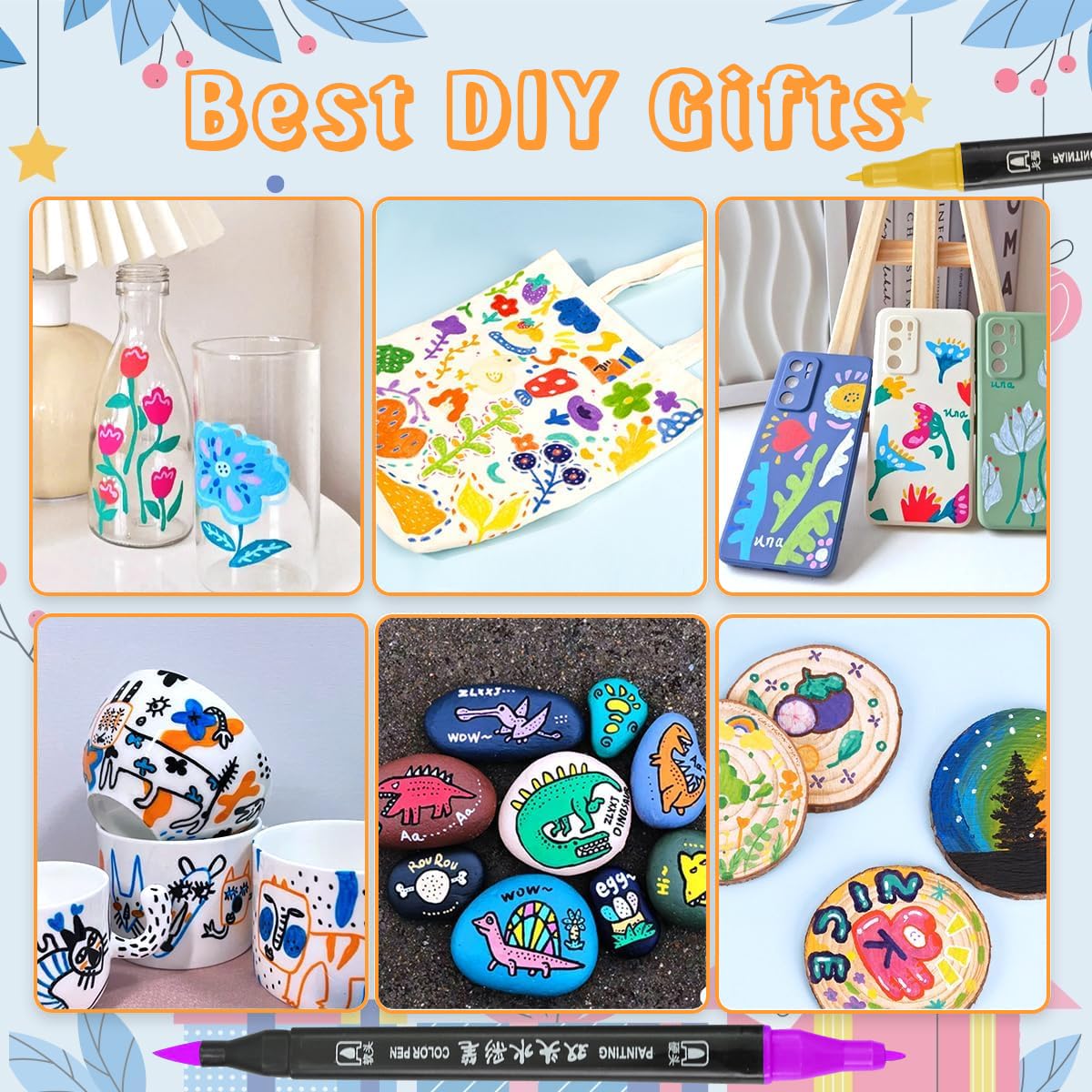 HASTHIP Acrylic Marker Pens for Art and Crafts with Dual Tips and 36 Vibrant Colors | Non-Toxic Set for Kids and Adults