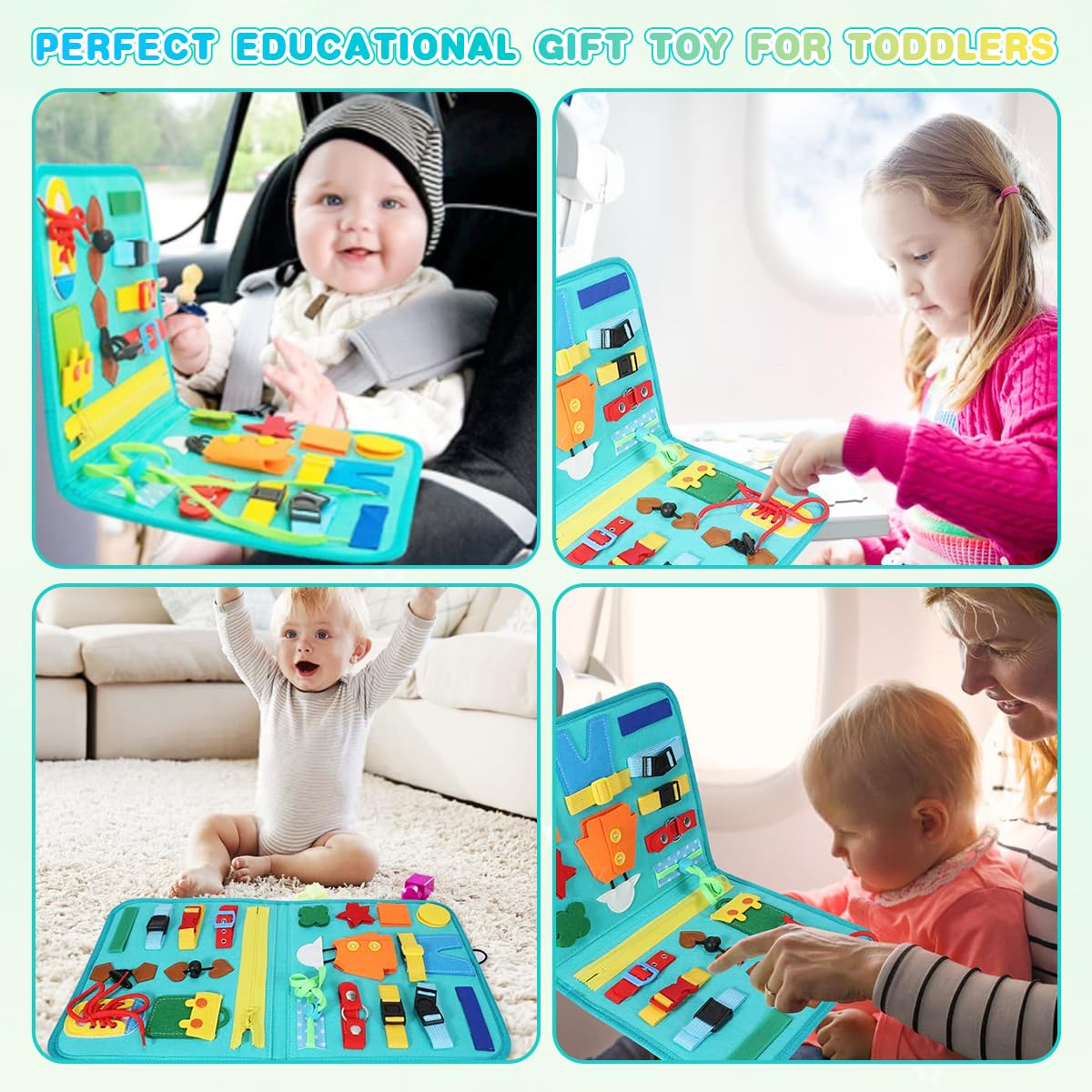 SNOWIE SOFT Busy Board for Toddlers with Felt Handbag Design and Montessori Activities | Educational Travel Toy for Kids Aged 1–4