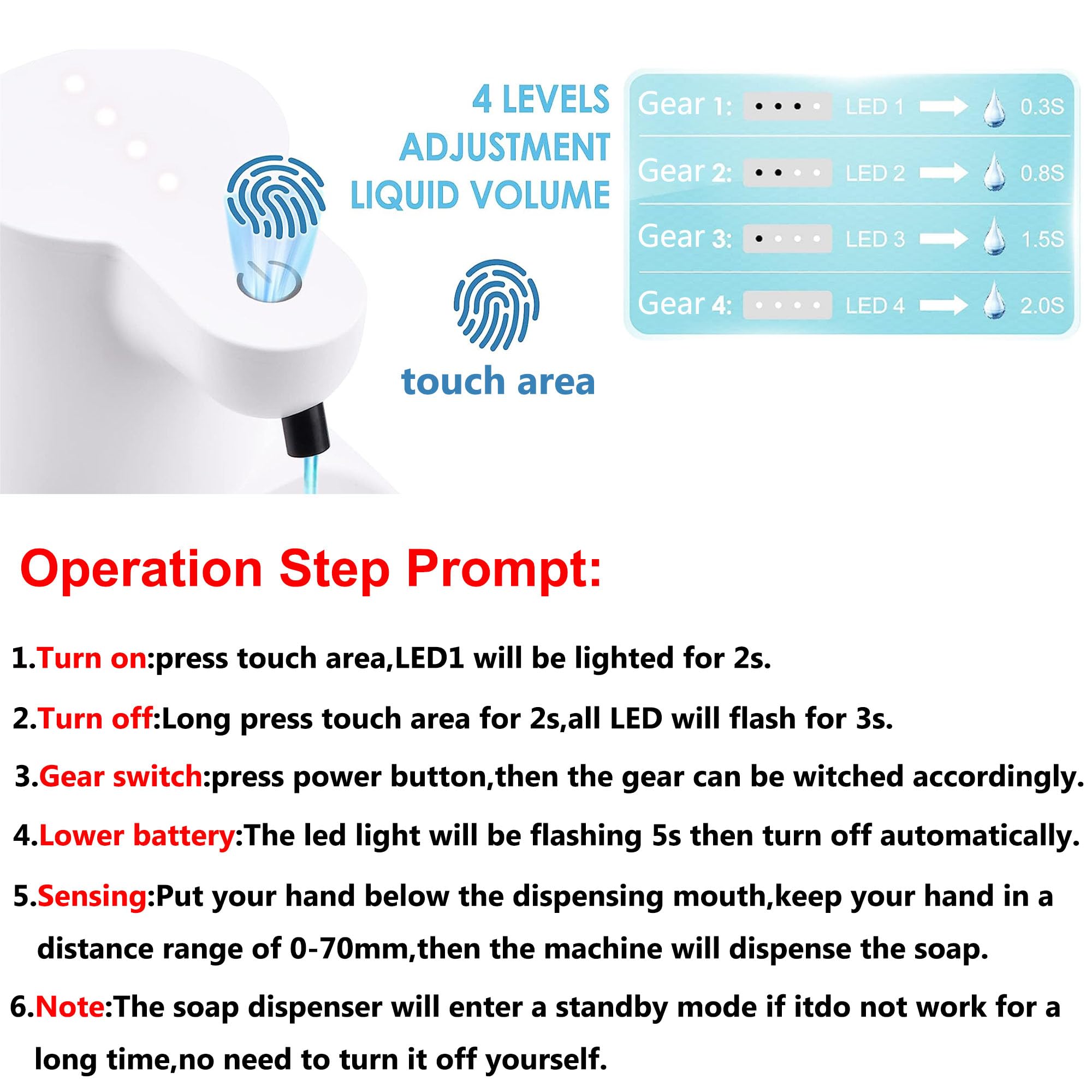 Supvox® Smart Auto Soap Dispenser Soap Foamer Dispenser No-Touch Automatic Soap Dispenser Fine Foam Dispenser 430ml Hand Wash Soap Foamer Handwash Dispenser for Kitchen Bathroom Office Public Area