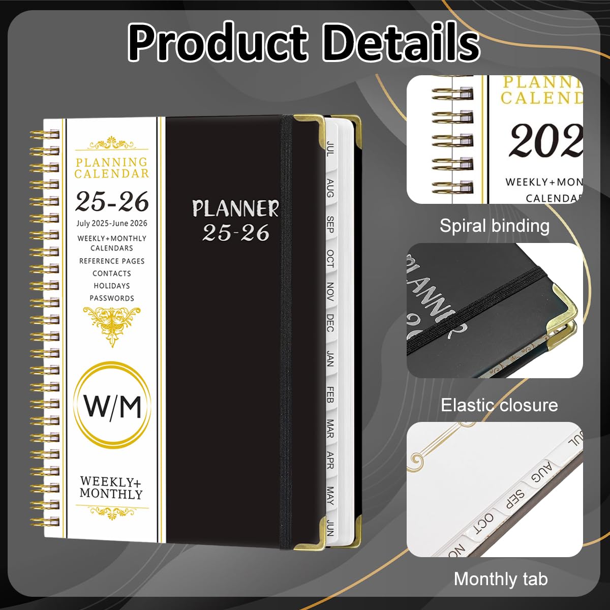 Climberty Academic Planner for 2025–2026 with Double Binding and Black Cover | 9×11 A4 Diary