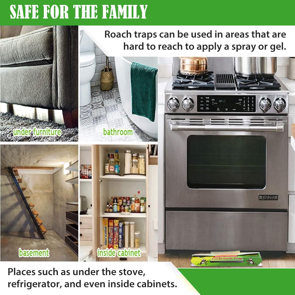 HASTHIP Cockroach Traps for Kitchen and Room featuring Strong Adhesive | 10pcs Safe Pesticide Free Trap