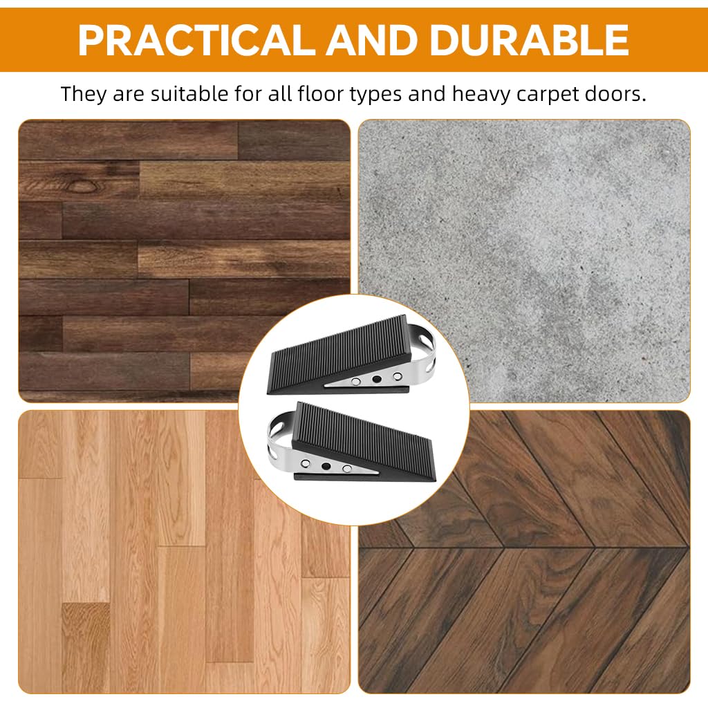 HASTHIP Door Wedge Stoppers for Heavy Doors with Pull Grips and Anti Slip Surface | 2Pcs 304 Stainless Steel