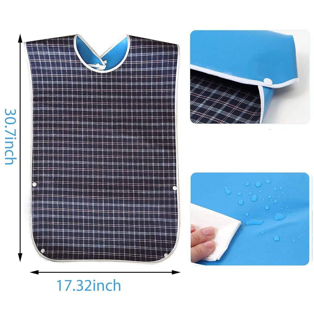HASTHIP Adult Bibs for Elderly with Waterproof Reusable Design 78x44 cm Blue | Mealtime Protector