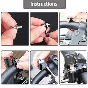 ZIBUYU® Helmet Lock for Bike Motorcycle 22-24mm Handlebar Tubes Rust Resistant Heavy Duty Accessories for Scooter Motorcycles Bicycles or Scooters 3PCS