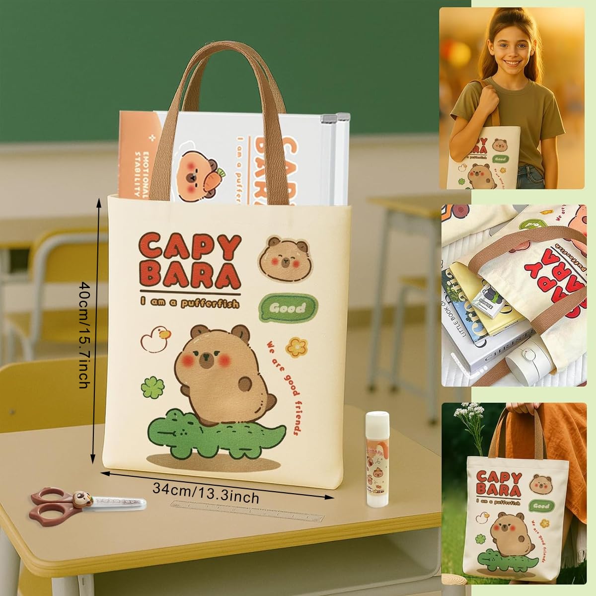 Climberty Capybara Cartoon Stationery Set for School and Gifts with A5 Coil Notebook | Cute Supplies for Girls