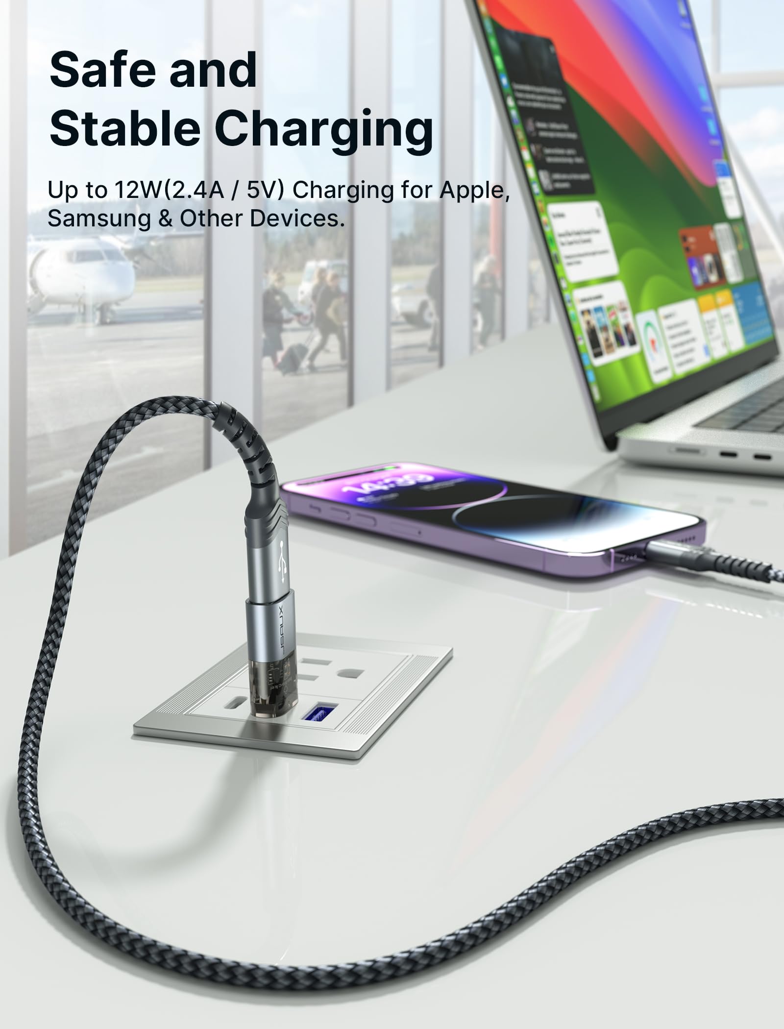 JSAUX USB Data Blocker Adapter Set for Safe Public Charging with 100W PD Support | 4 Pcs