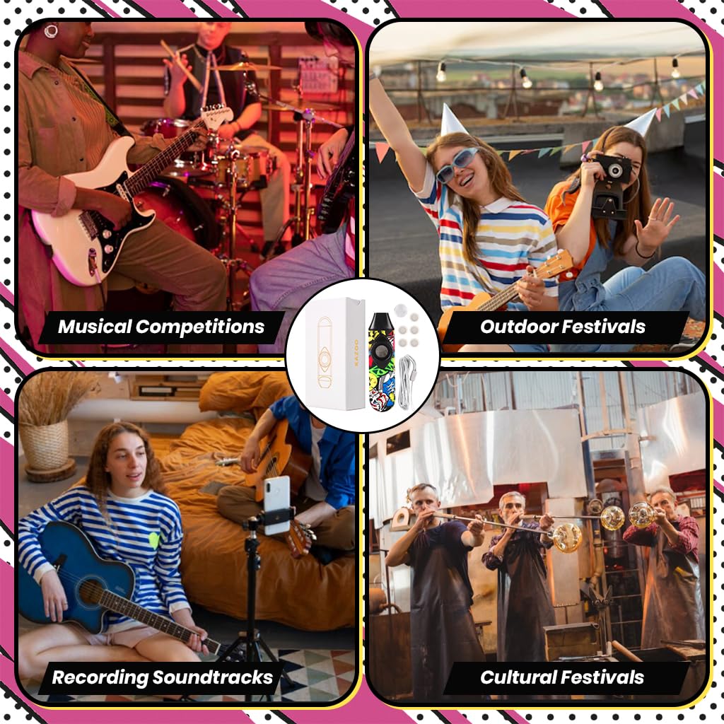 HASTHIP Kazoo Musical Instrument for Kids and Adults with 5pcs Membrane and Tunable Design