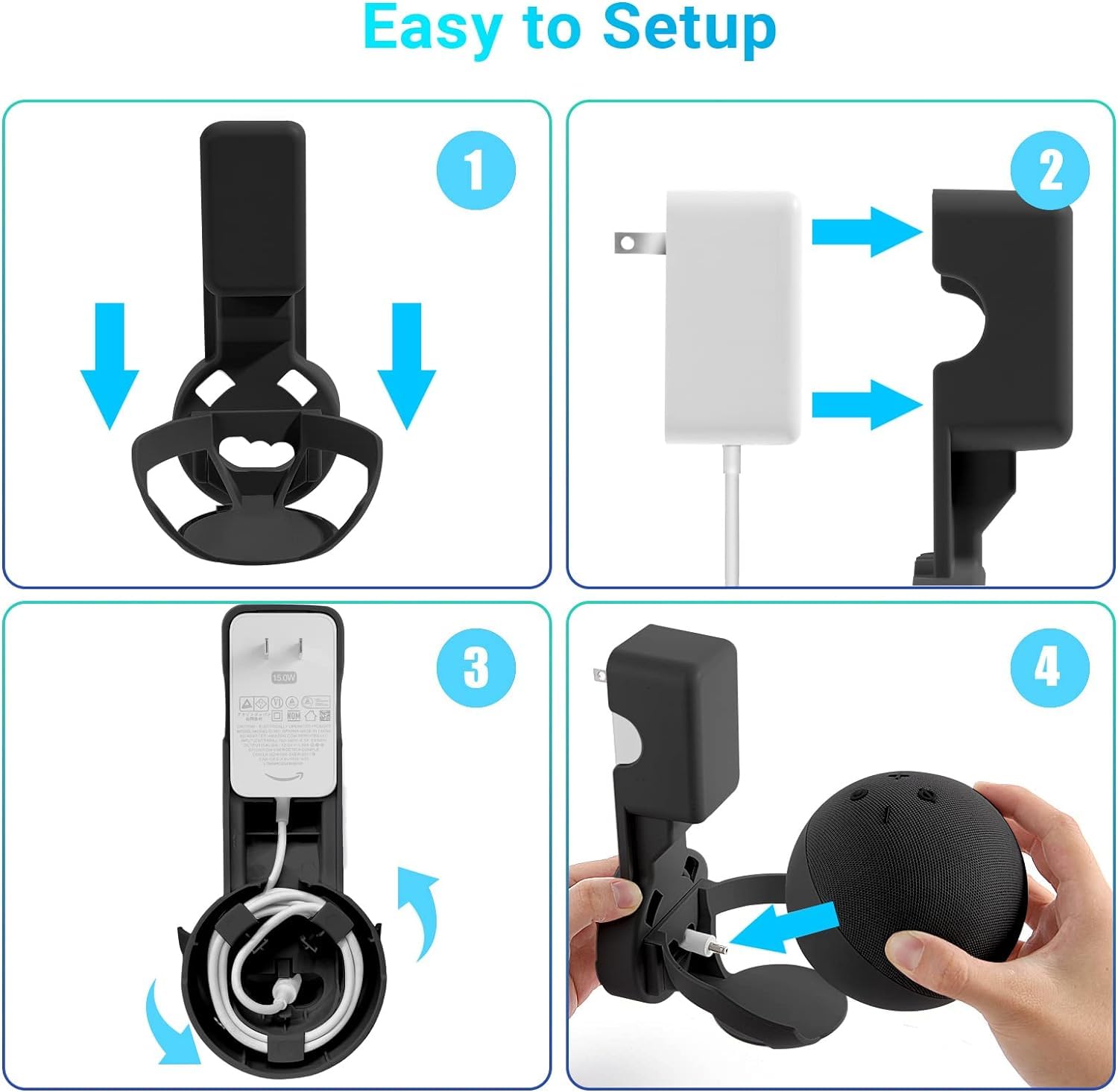 ZORBES Alexa Stand Wall Mount for Echo Dot 4th & 5th Gen with Cable Groove | 18x10.5x10.5cm Plastic Holder