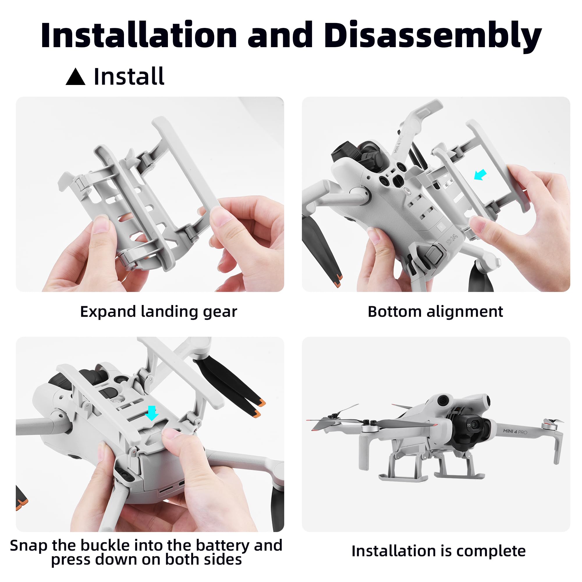 ZORBES Drone Landing Gear for Mini 4 Pro RC with 25mm Lift and Shock Absorption | Ultra Lightweight ABS Folding Stabilizer