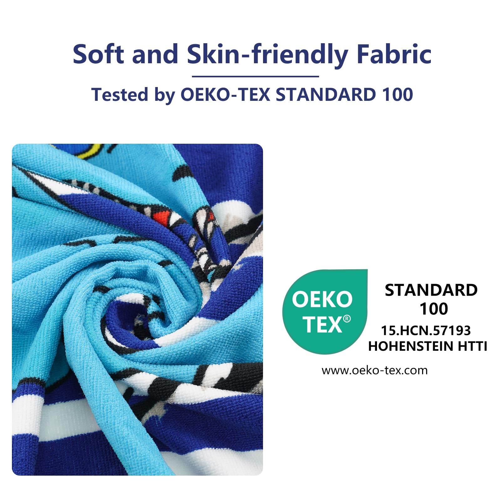 SNOWIE SOFT Kids Hooded Bath Towel for Boys featuring Blue Dino Print and Drawstring Bag 75 x 150 cm