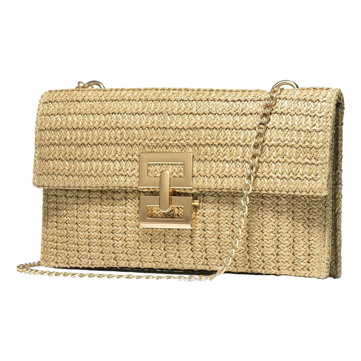 PALAY Crossbody Bag for Women featuring Geometric Metal Clasp and 26.5x14.5x2cm Straw Design | Boho Evening Sling Purse