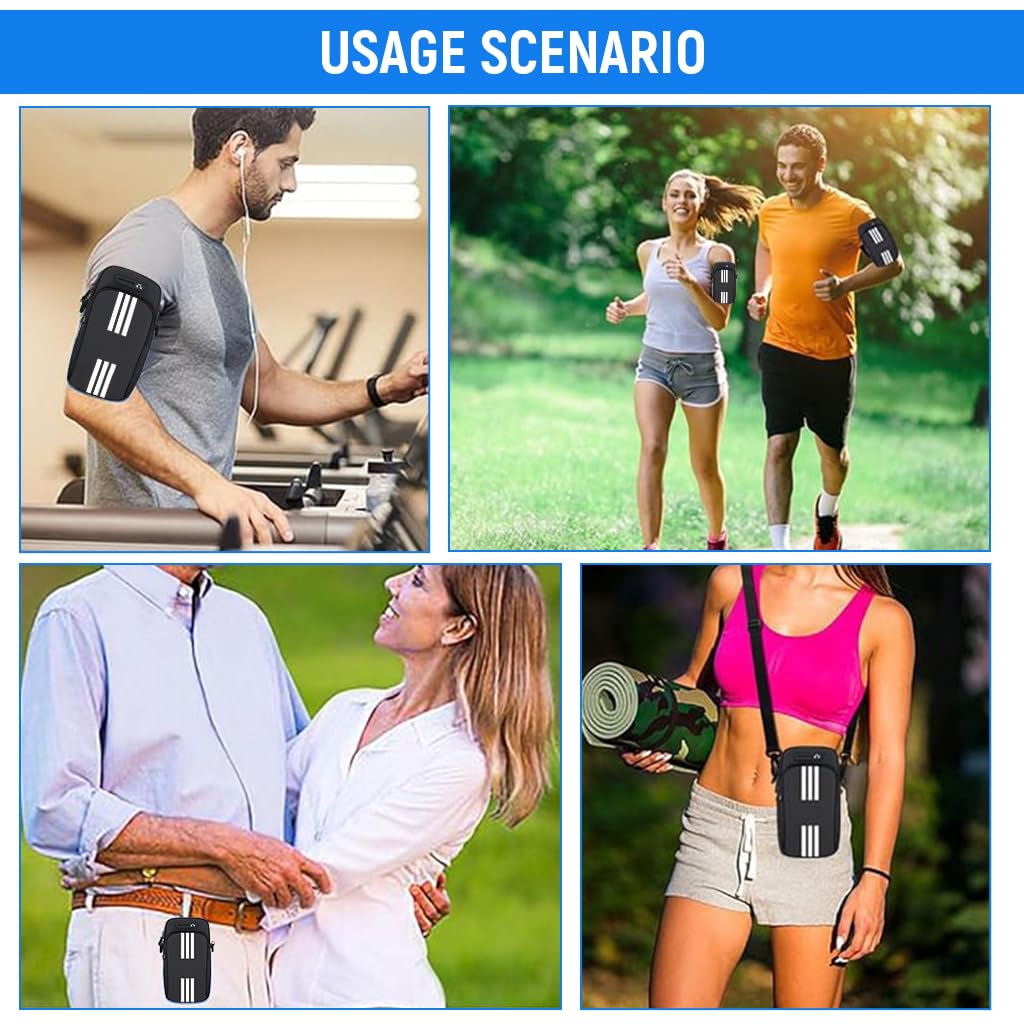 Proberos Running Armband Phone Bag for 7 in Phones with Dual Zipper Pockets and Mesh Back | Waterproof and Adjustable Strap