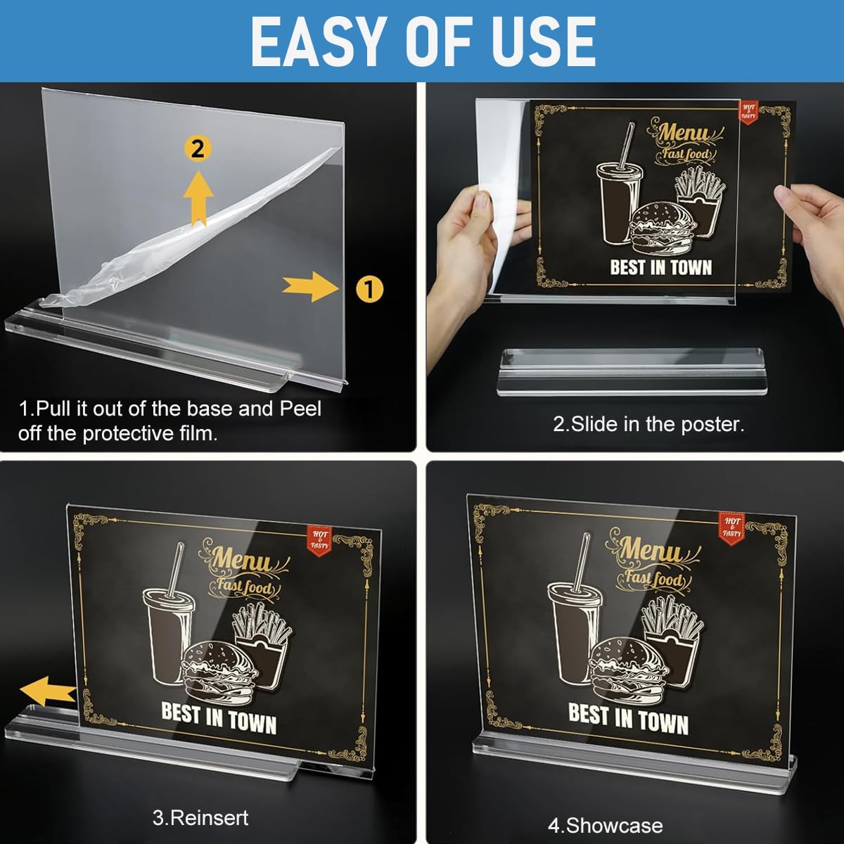 Climberty Desk Sign Holder for Restaurants and Offices featuring Vertical A4 8.5x11.8 in Clear Acrylic Frame