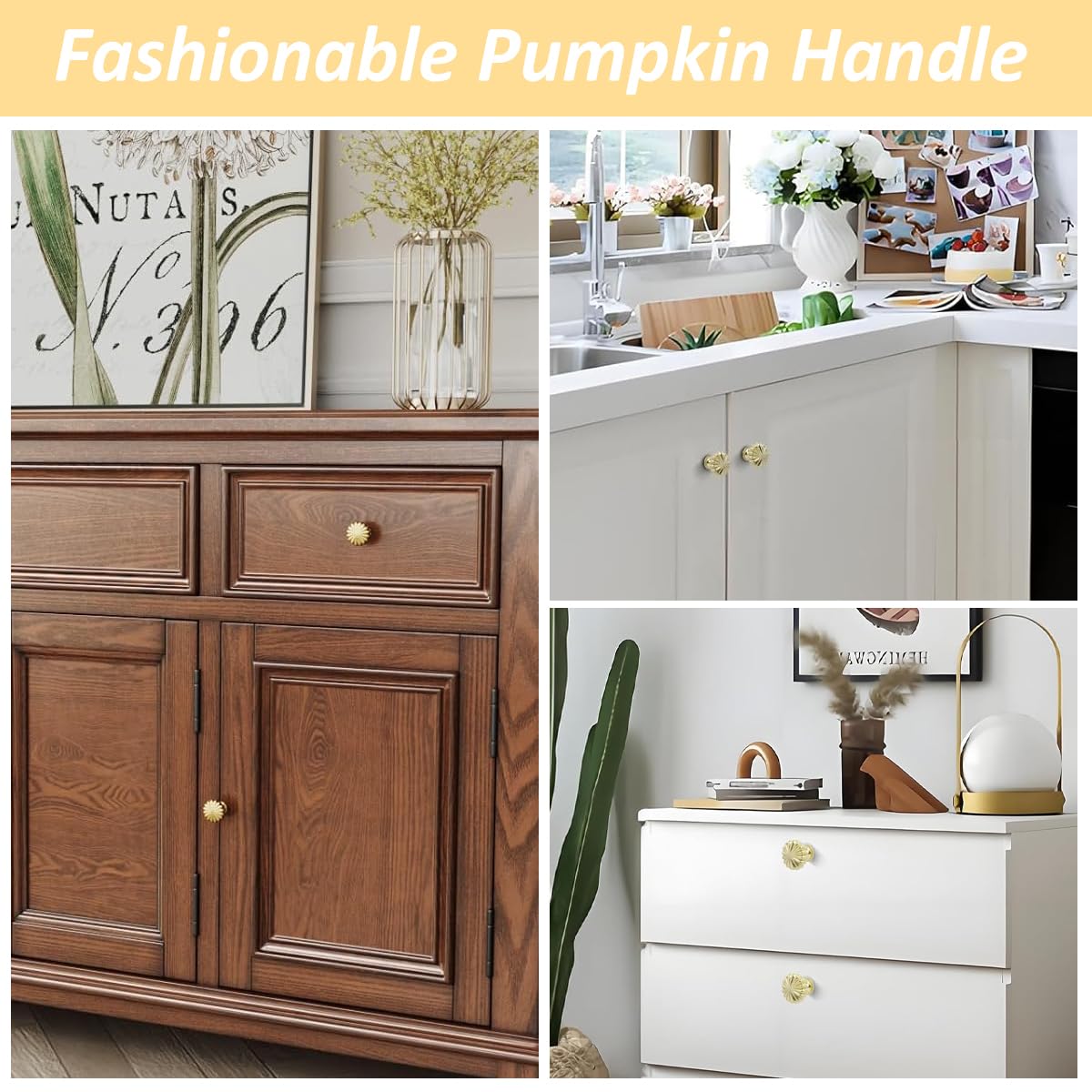 Zibuyu Cabinet Handles for Dressers and Drawers with Brushed Brass Finish | 2pcs Set