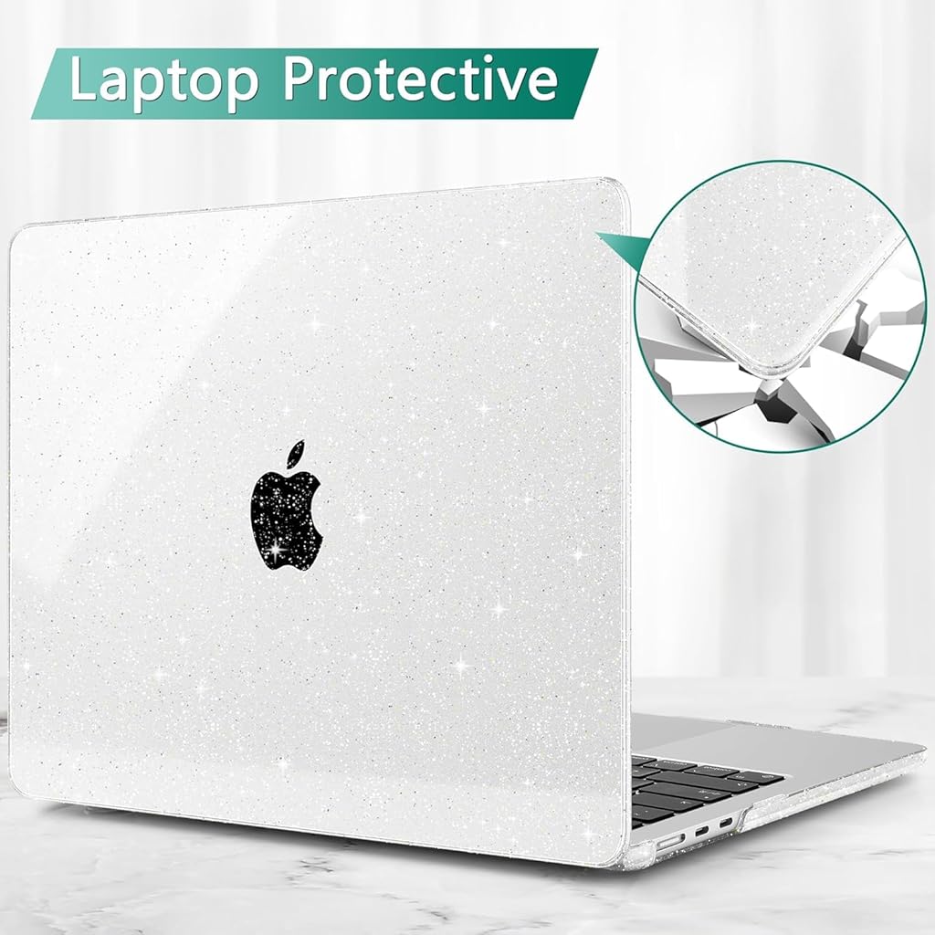 HASTHIP® Laptop Case for MacBook Air M2 A2681/M3 A3113 13.6 inch Sparkling Transparent Laptop Case Fashion Cover Transparent Laptop Case Cover Compatible with MacBook Air13.6 A2681/A3113