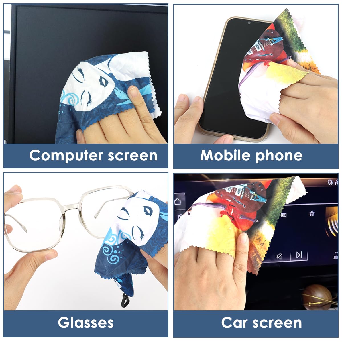ZORBES Glasses Cleaning Cloth for Eyeglasses and Screens featuring Keychain Pouch | 2 Pack Microfiber Design