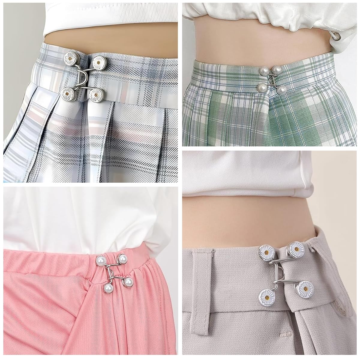 SANNIDHI Adjustable Waist Buckle for Pants featuring Detachable Pin | 4 Pairs Tightener