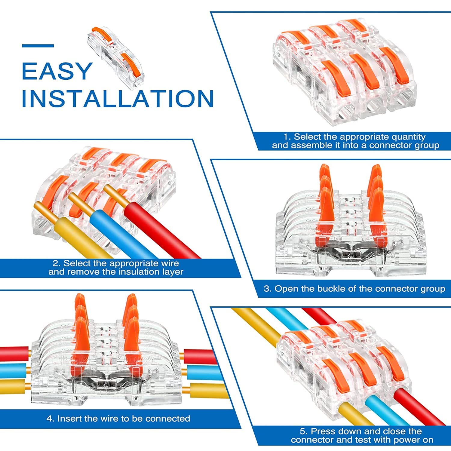 Serplex Wire Connector Kit for 28–12 AWG Cables featuring 68PCS Lever Terminal | DIY Splicing