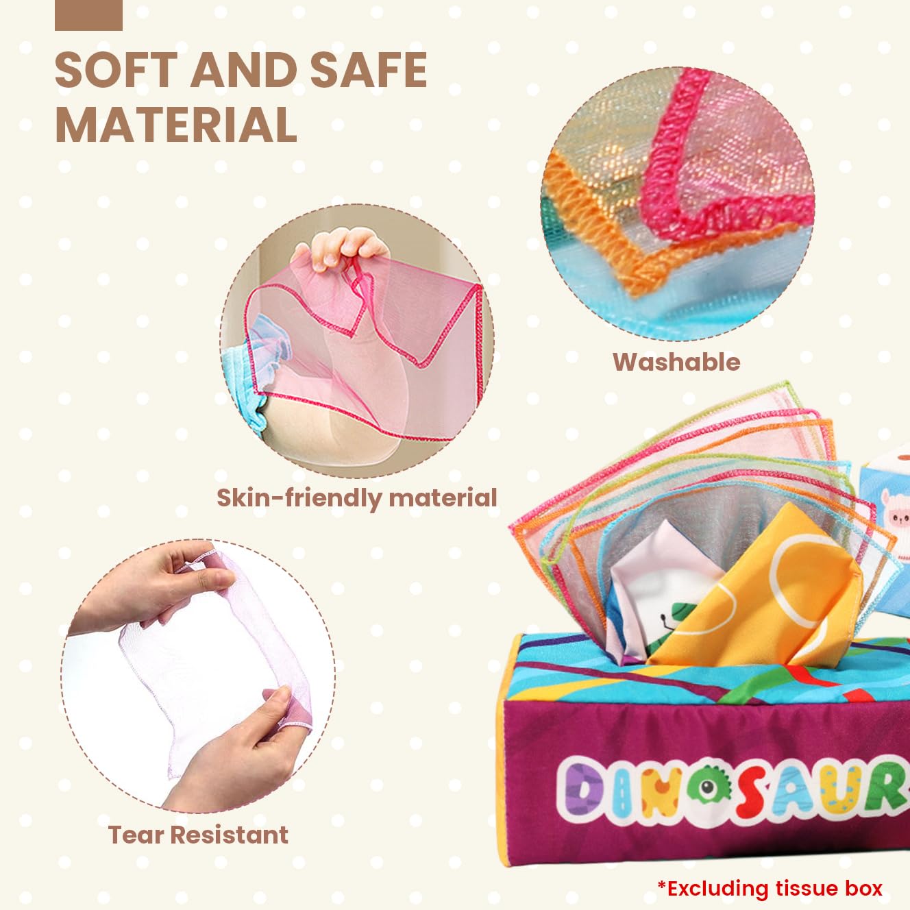 PATPAT Montessori Toys Play Silks for Early Sensory Development with 10 Pcs 15x15cm Color Scarves
