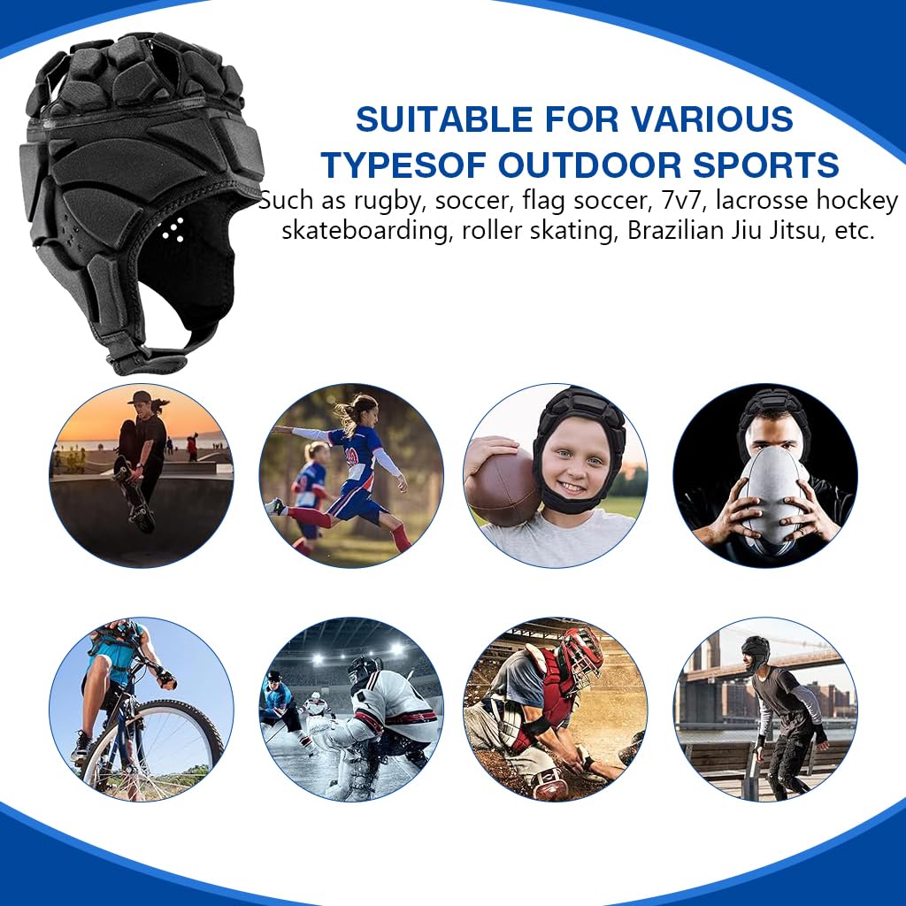 Proberos Kids Rugby Helmet Cushioning Cap for Ages 6–12 with 3D EVA Design | Full Head Protection