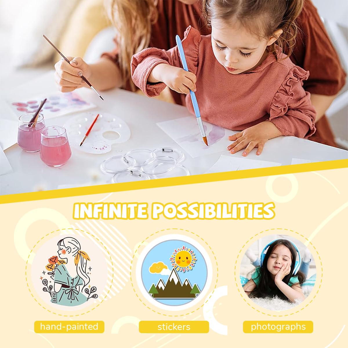 HASTHIP DIY Badges for Personalized Logo Design with Built In Pin Back | 10Pcs 75mm Transparent Covers