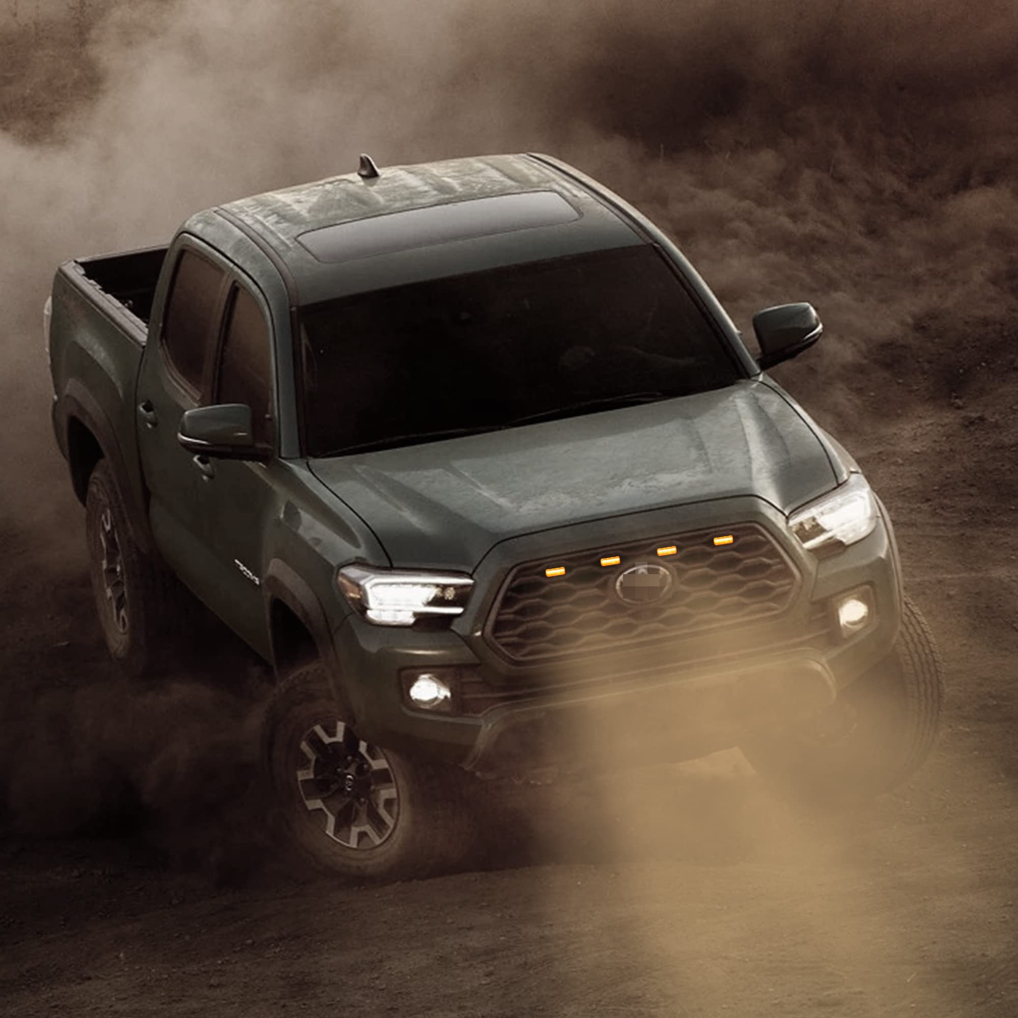 ZIBUYU Universal Car Grill Light for Tacoma featuring 4 Front LED Lamps and IP65 Waterproof Design