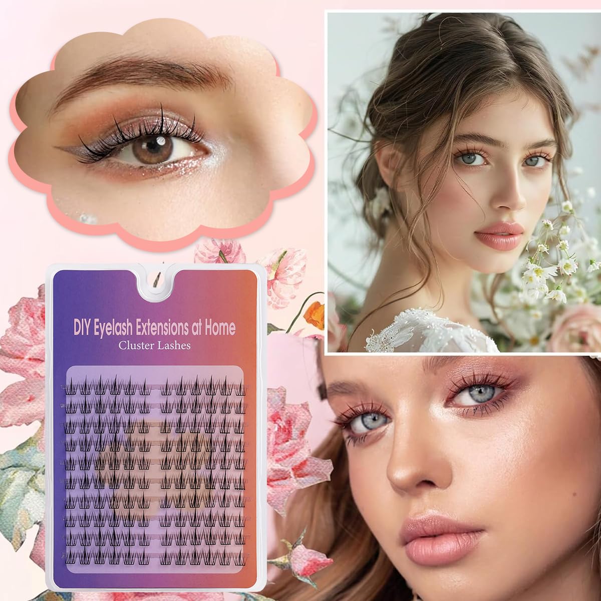 MAYCREATE False Eyelash Extension Kit for Daily or Party Makeup with 10 Sets 11mm Clusters