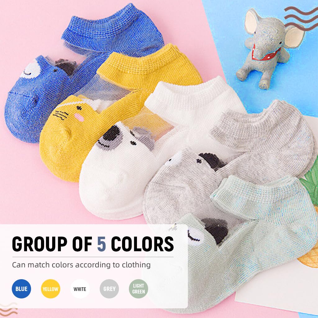 SNOWIE SOFT Toddler Socks for Boys featuring Breathable Cotton Mesh and Cute Cartoon Designs | 5 Pairs for Kids 1–3 Years