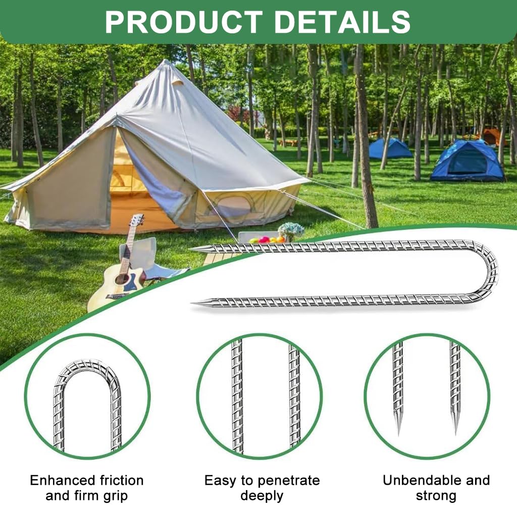 HASTHIP Garden Stakes for Landscape Fabric and Camping | 6 Pcs 11.8 in Galvanized Steel
