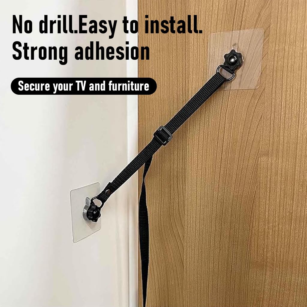 SNOWIE SOFT Anti Tip Straps for TV with Sliding Buckle 5–35 in Adjustable Nylon Webbing | Child Safety