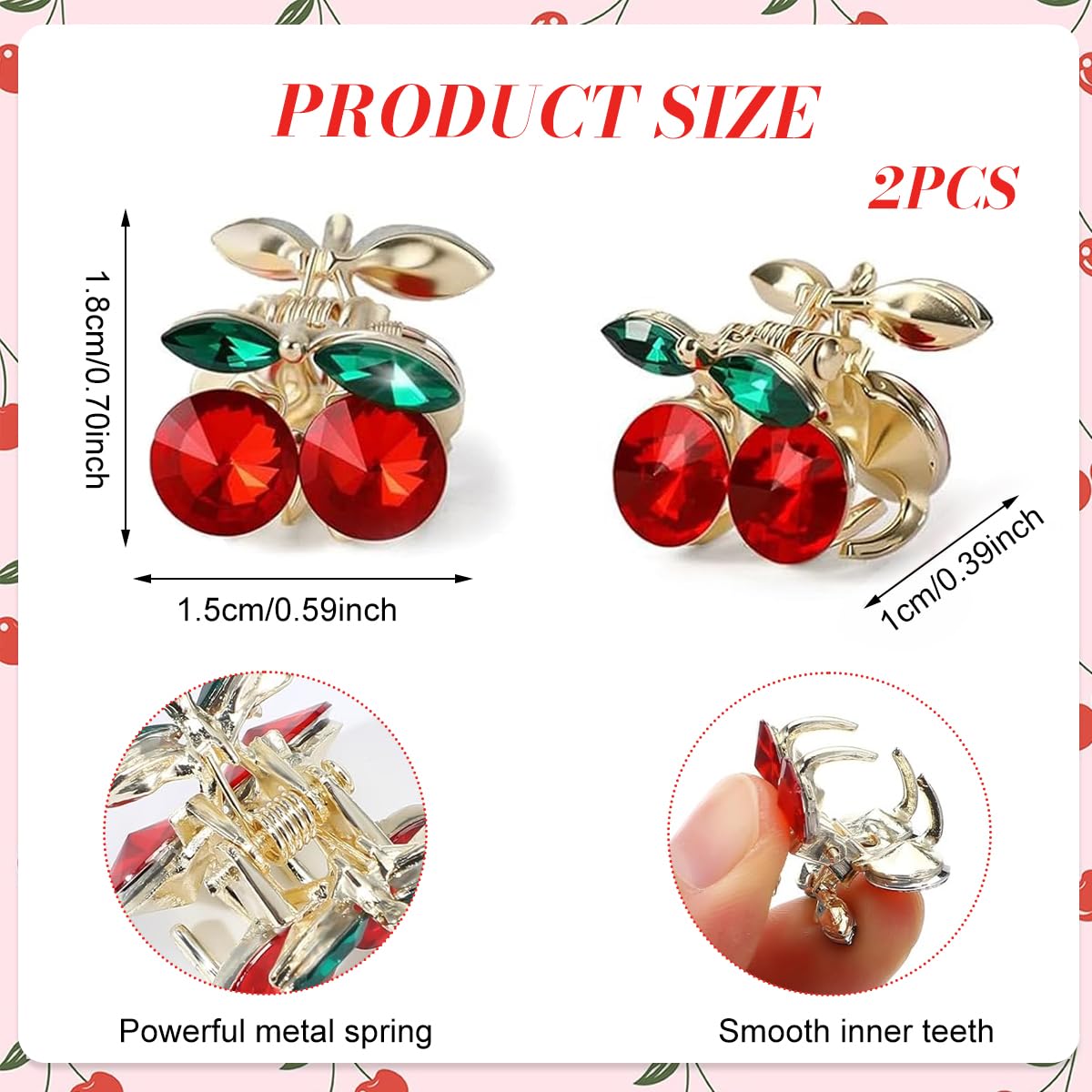 MAYCREATE Cherry Claw Hair Clips for Women featuring Non Slip Grip and Acrylic Alloy Design | 2Pcs Small Fashion Accessories