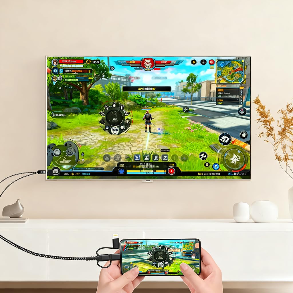 Verilux 3 in 1 USB to HDMI Cable for iPhone and Android 2M 2K@60Hz | Plug and Play Screen Mirroring