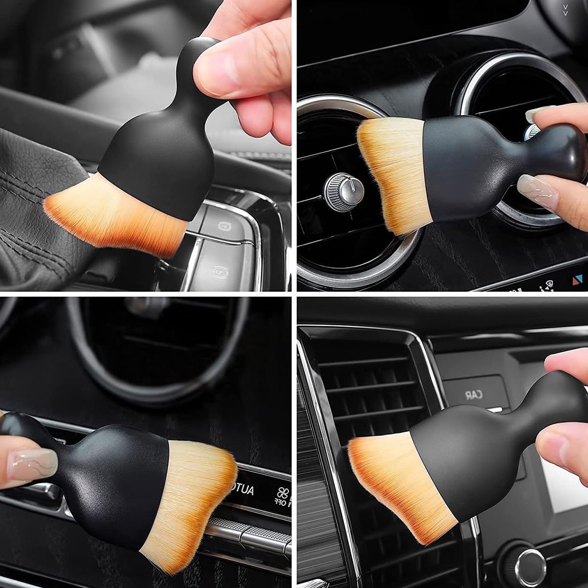 Car Interior Detailing Brush Set 3 Pcs for Dashboard and Vents featuring Dual Head Design with Soft Microfiber Bristles