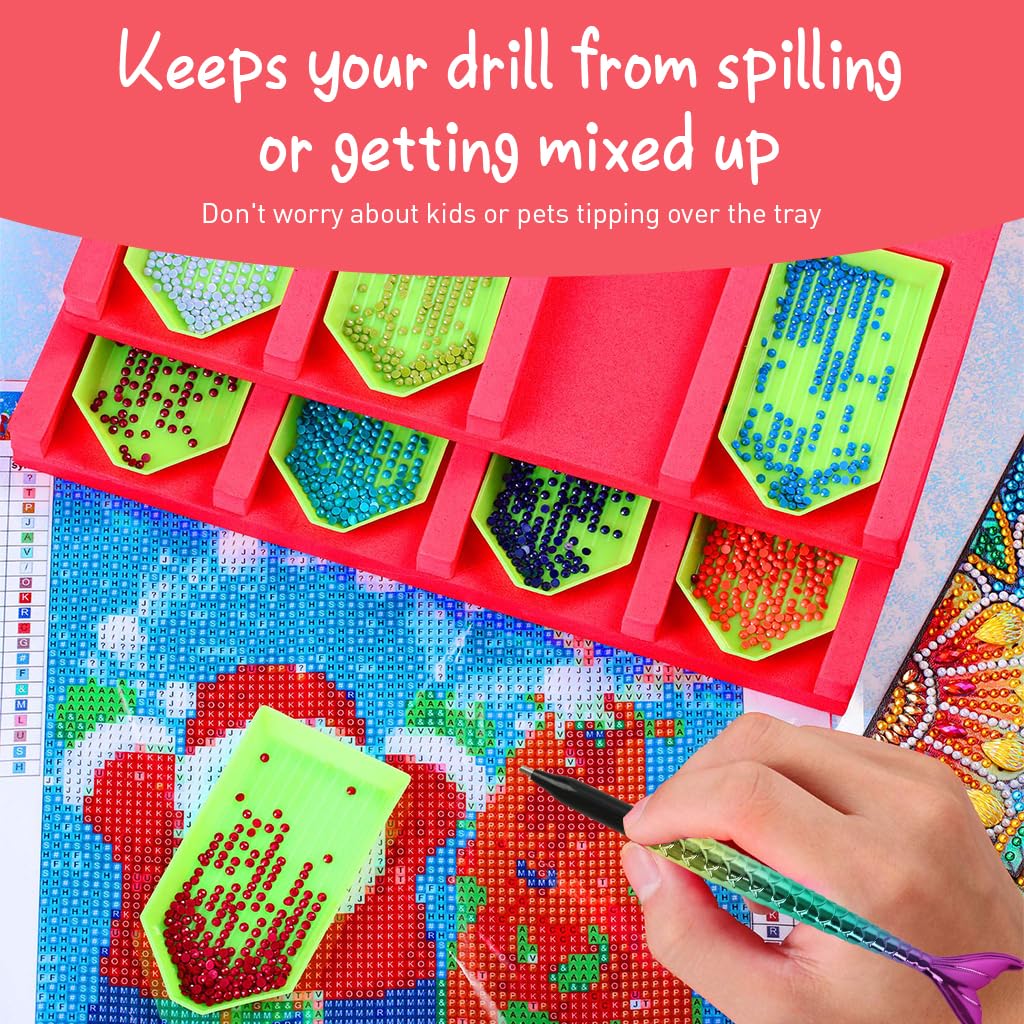 HASTHIP Diamond Art Accessories Kit for DIY Painting with 16 Storage Boxes and 2 Fishtail Pens