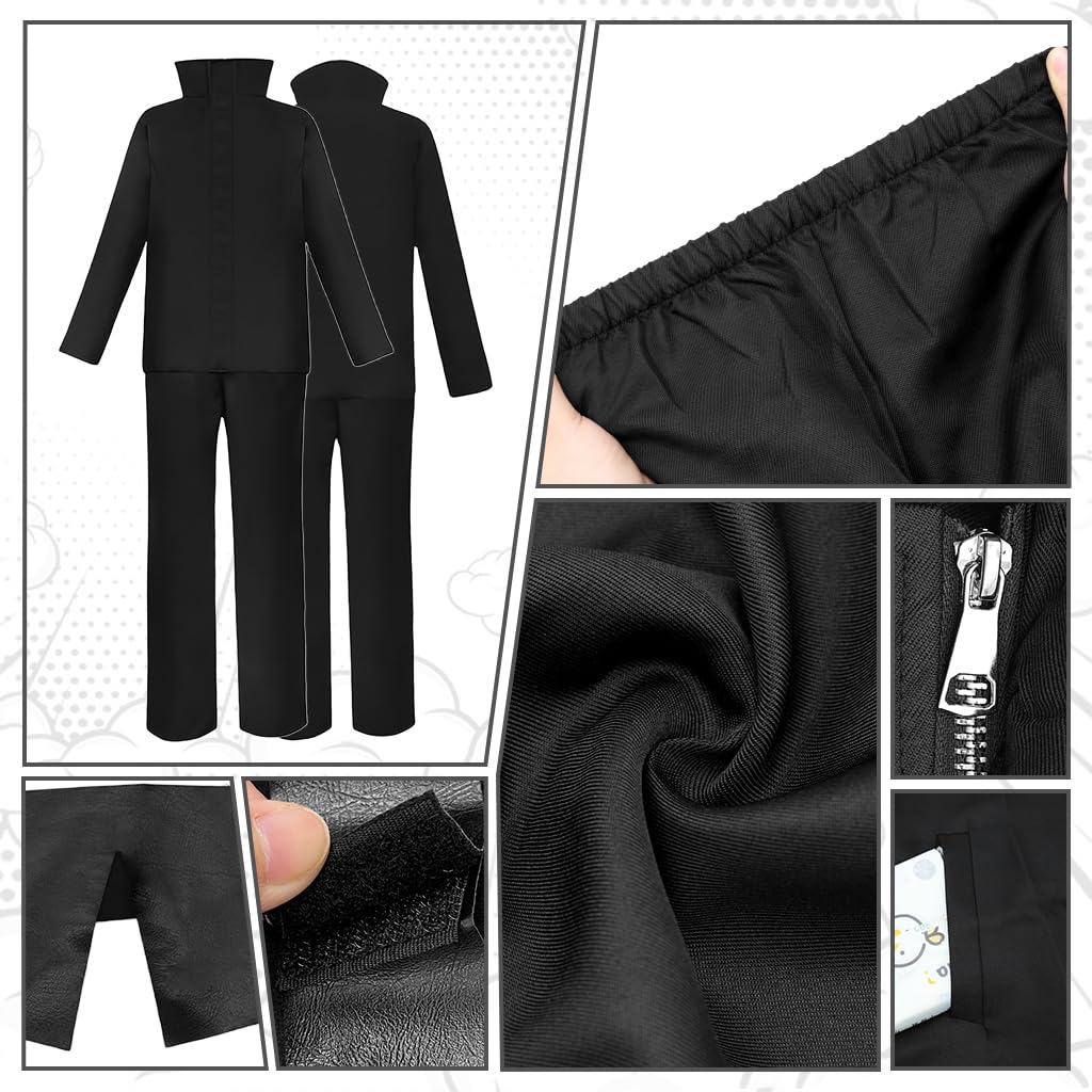 Fancyku Gojo Satoru Cosplay Costume for Men with Jacket Pants and Eye Mask | XXL Black