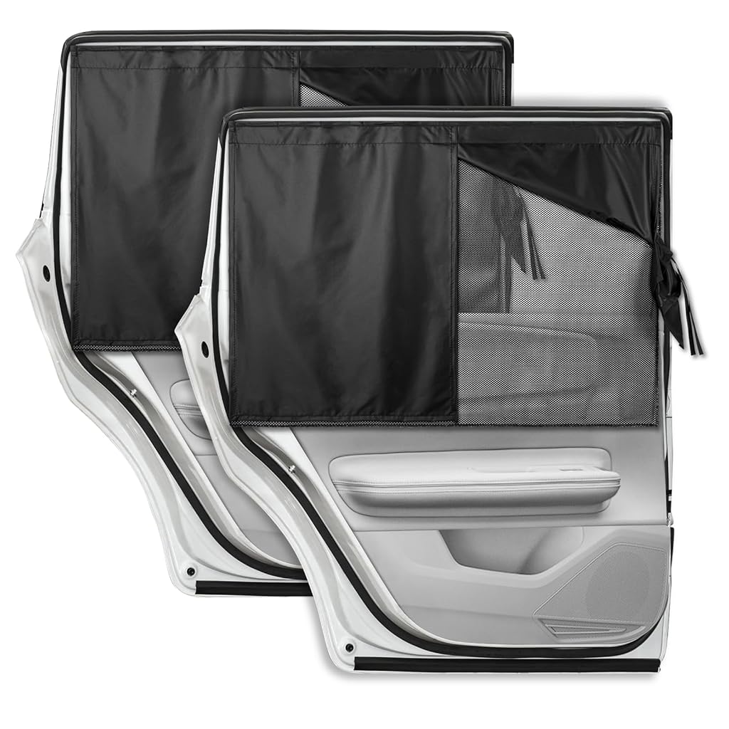 STHIRA® 2Pcs Sun Shade Curtain for Car Window Magnetic Double Layer Blackout Mesh Privacy Curtain UV Protection Car Window Curtain Universal Car Privacy Blackout Curtain, 69x74cm