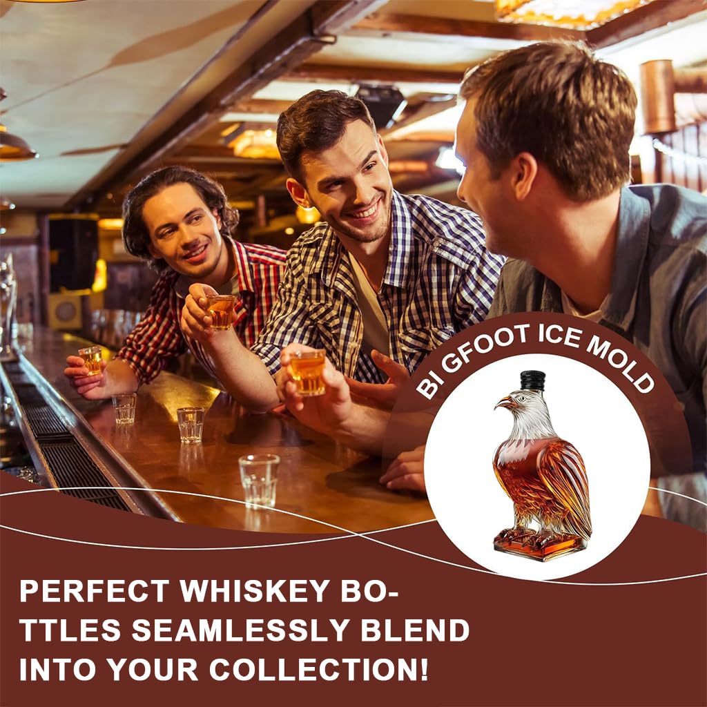 Supvox Eagle Shaped Whiskey Bottle 350ml for Bar Display with Cap and Borosilicate Glass | Elegant Gift Flask